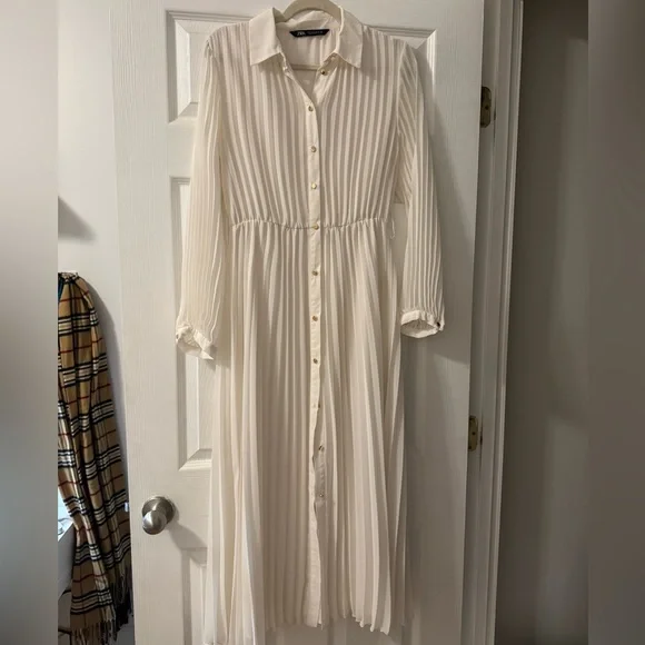 Zara Chiffon Button-Down Midi  Dress M - Picture 3 of 3